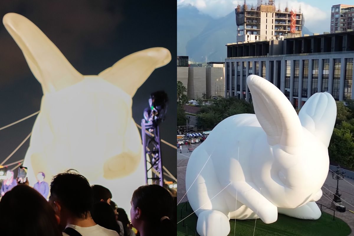 El tierno conejo gigante que brilla en Monterrey: así es Intrude XXL, una obra que invita a reflexionar sobre el medio a