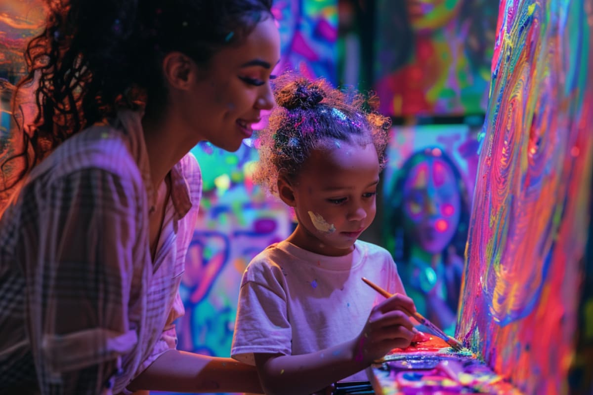Neon Brush Kids' Monterrey: a fluorescent family workshop