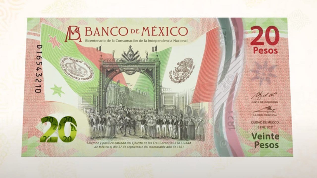 Nuestro nuevo billete de 20 pesos es el Mejor Nuevo Billete Conmemorativo