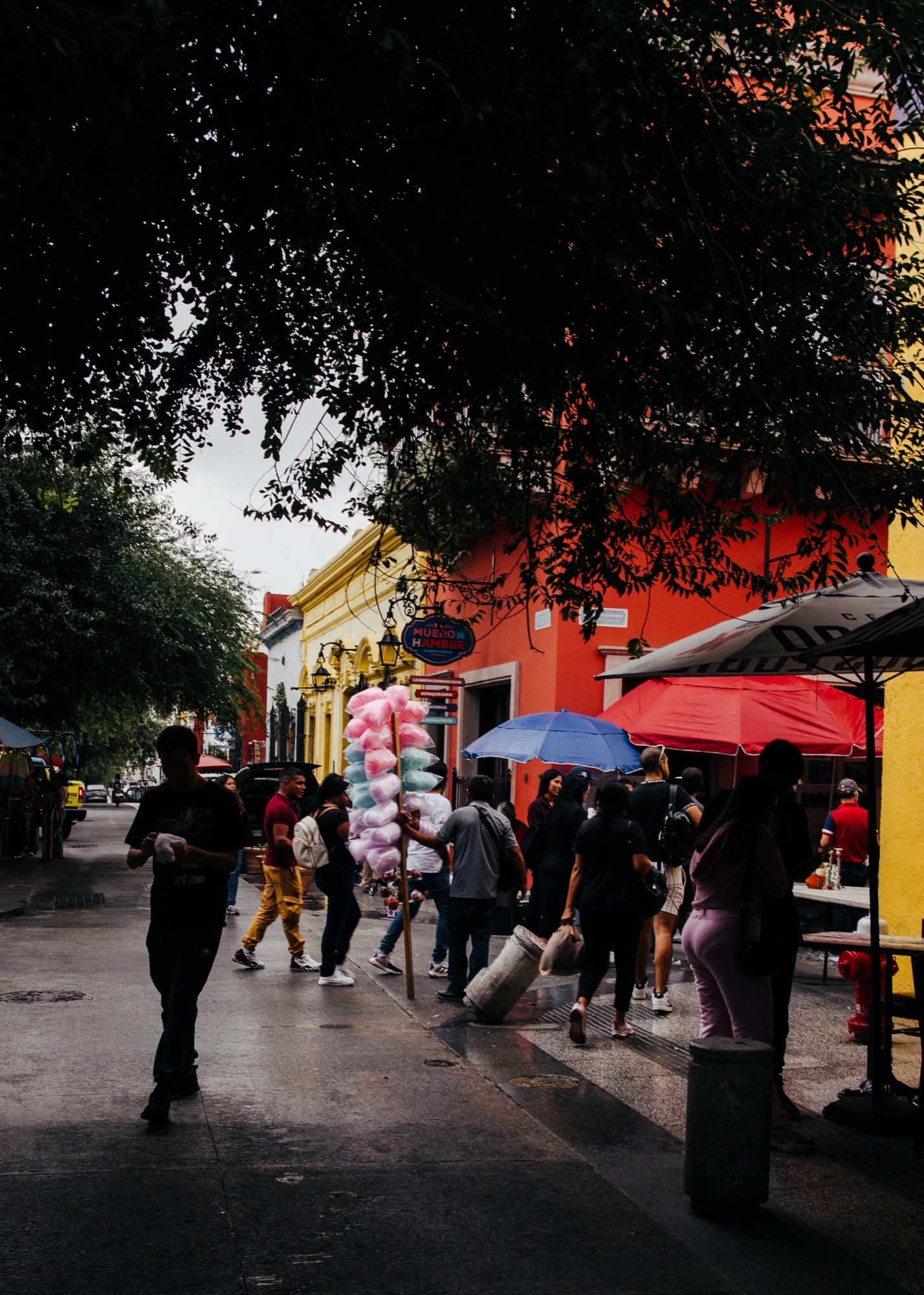 Esquina empedrada del Barrio Antiguo junto al centro de Monterrey